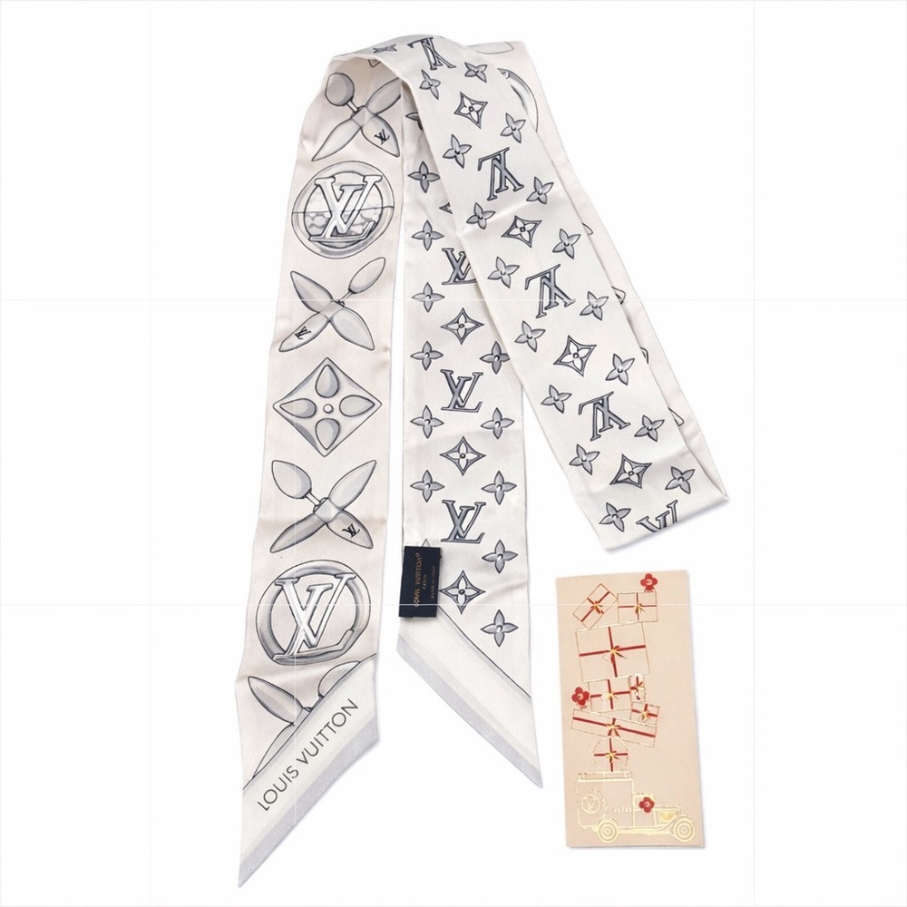 Louis Vuitton LV Monogram Silk Scarf in White and Gray Special Edition LIKE NEW - Picture 1 of 5